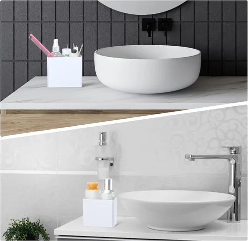 Vista 7 de Suclain Organizador de pared de 2 piezas, estante flotante adhesivo sin perforaciones, organizador de pared blanco, contenedores de almacenamiento