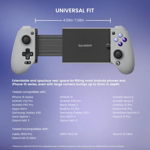 Vista 3 de GameSir G8 Galileo - Controlador móvil tipo C para Android y iPhone 15 Series (USB-C), Gamepad Plug and Play con joysticks efecto Hall/disparador