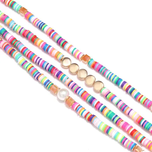 Vista 9 de ARATLENCH Heishi Surfer - Collares y pulseras Coloridas cuentas de disco de vinilo, collar de amor, bohemio, arco iris, elástico, de amistad