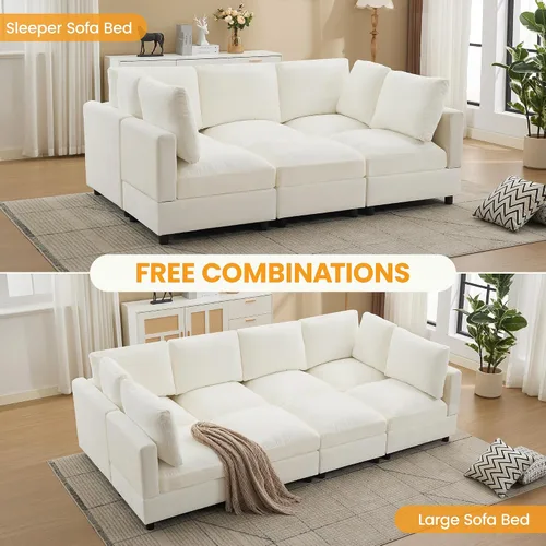 Vista 7 de Sofá cama modular modular, sofá de 8 plazas Cloud de 116 pulgadas con Beige
