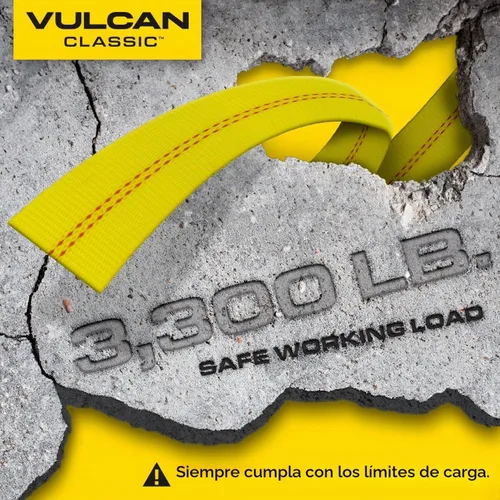 Vista 7 de VULCAN Correa combinada de amarre de eje con trinquete de gancho a presión, 2 pulgadas x 114 pulgadas, paquete de 4 unidades, amarillo clásico