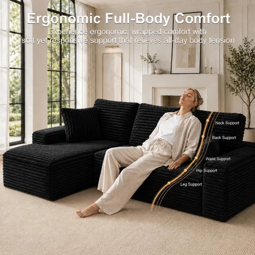 Vista 6 de Sofá modular Cloud de 104 pulgadas, cómodo sofá en forma de L con asiento profundo, sofás tapizados modernos para sala de estar y dormitorio,
