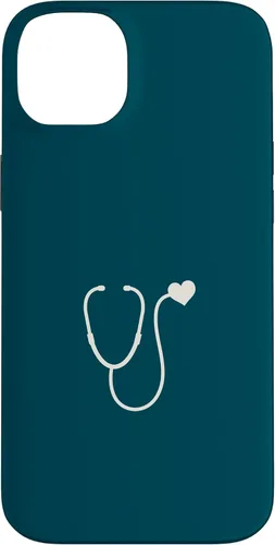 Vista 15 de iPhone 16 Dark Peacock Blue - Estuche para estetoscopio de corazón para enfermera o médico