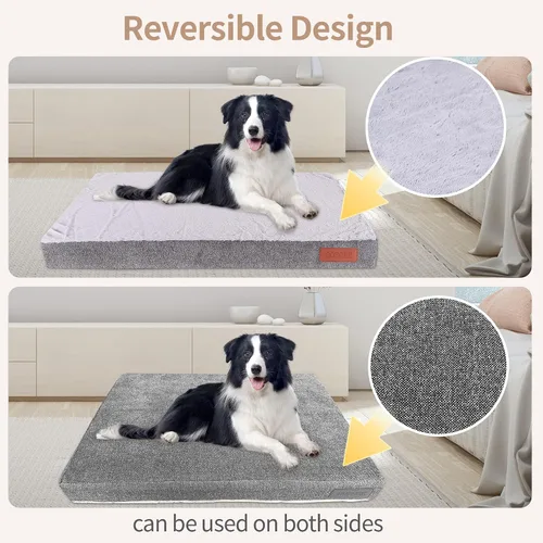 Vista 5 de Cama ortopédica para perros grandes y medianos, espuma para jaula de huevos, impermeable, funda lavable, almohadilla de espuma viscoelástica