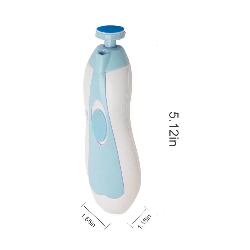 Vista 6 de Cortauñas eléctrico 6 en 1 para recién nacidos o niños pequeños, juego de esmaltes de uñas con estuche de viaje, silencioso (azul)