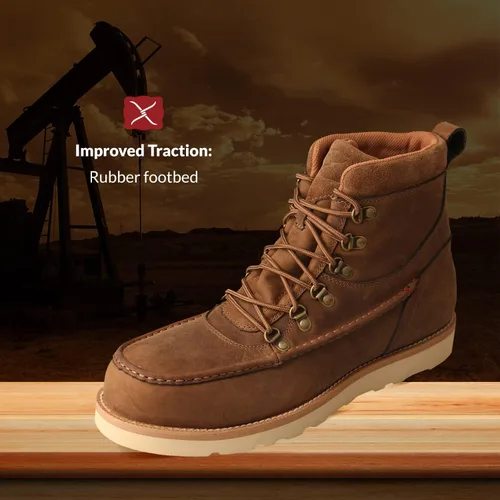 Vista 3 de Twisted X Men's 6" Waterproof Wedge Sole Boot - Moc Toe Work Boots Handcrafted with oiled-leather, Air-mesh Lining, Breathable Interior Lining