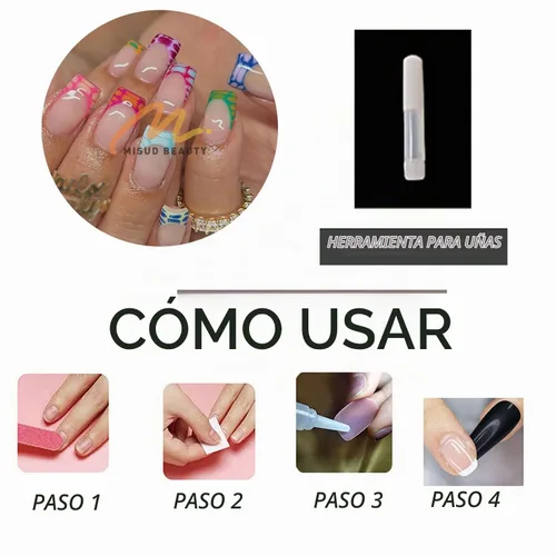 Vista 6 de MISUD Uñas Postizas Cortas Cuadradas - Uñas con Pegamento de Verano Colorido, Diseño de Arcoíris de Cocodrilo Acrílicas 24 piezas 04600Colorido