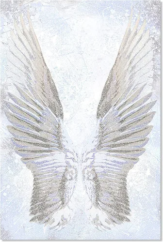 Vista 2 de Póster de alas de ángel, imágenes abstractas de ángeles, arte de pared con alas de ángel, pintura abstracta, arte de pared de ángel blanco, arte