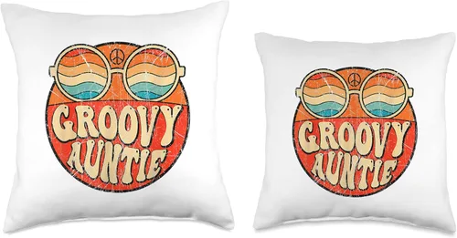 Vista 3 de Groovy Auntie 70s Aesthetic Nostalgia 1970's Retro Groovy Auntie 70s Aesthetic Nostalgia 1970 Retro Mothers Day Throw Pillow, 16x16, Multicolor