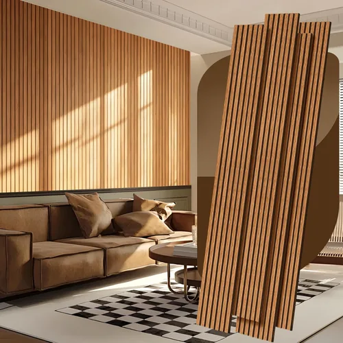 Vista 17 de RITOLLO Paneles de madera para pared de 4.92 x 7.68 pulgadas, paneles acústicos para decoración de pared interior, panel de absorción de sonido