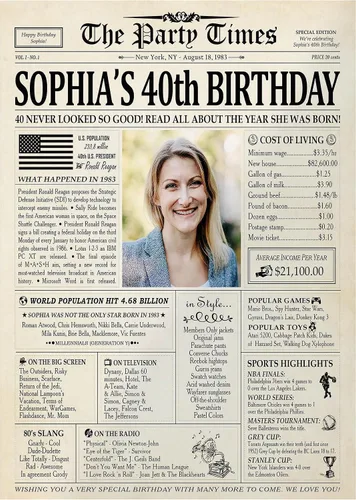 Vista 15 de Decoraciones personalizadas para fiesta de cumpleaños número 70, póster de periódico, lienzo de 0.75 pulgadas para mujeres y hombres, regalos de 1953