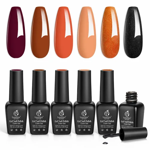 Vista 11 de beetles - Juego de esmaltes en gel color borgoña – Berry Merlot 6, ciruela, cereza, moca, rojo, otoño-invierno, morado oscuro, vino púrpura oscuro
