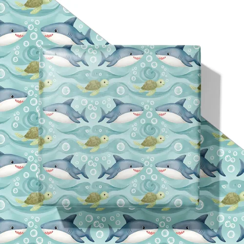 Vista 11 de SaringSwoon Papel de regalo para baby shower para niños y niños, papel de regalo de pelota deportiva azul con diseño de baloncesto, fútbol, béisbol