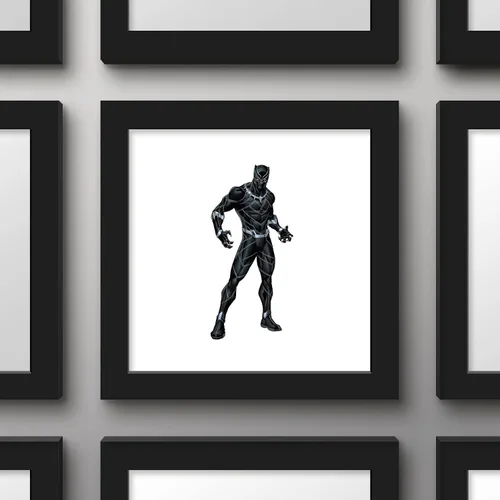 Vista 3 de Trends International Gallery Pops Marvel Comics Avengers - Póster de pared de Black Panther, 12 x 12 pulgadas, versión enmarcada en negro Versión