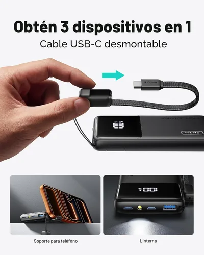 Vista 5 de INIU Slimmest 10000mAh 45W PD Cargador portátil de carga rápida y 15W Combo de estación de carga inalámbrica rápida