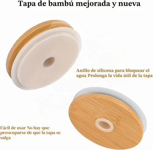 Vista 3 de ANOTION Tarro Mason con tapa y pajilla, vaso de boca ancha de 32 onzas, vasos reutilizables, botellas de agua para batidos de café helado