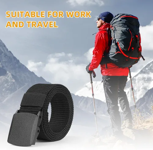 Vista 7 de AOMIG Cinturón de nailon para hombres, cinturones de golf ajustables de lona de 1.6 pulgadas, cinturón táctico de trabajo con hebilla automática 1