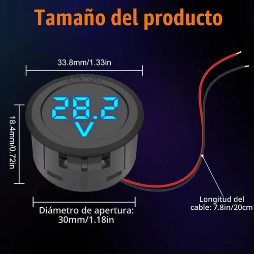 Vista 3 de Linkstyle Medidor de voltaje de 2 piezas CC 12 V 24 V, voltímetro de batería de 4 V-100 V, medidor de voltaje de automóvil, pantalla digital LED