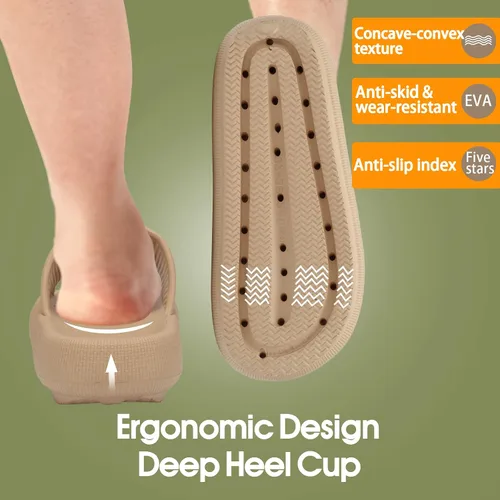 Vista 5 de EQUICK Pantuflas de almohada Cloud Slides para mujeres y hombres, pantuflas de ducha y de baño, ultrasuaves, suela gruesa acolchada