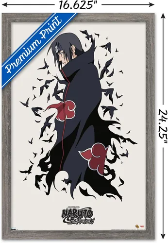Vista 3 de Trends International Naruto Shippuden - Póster de pared de Itachi, 14.725 x 22.375 pulgadas, versión enmarcada de madera de granero