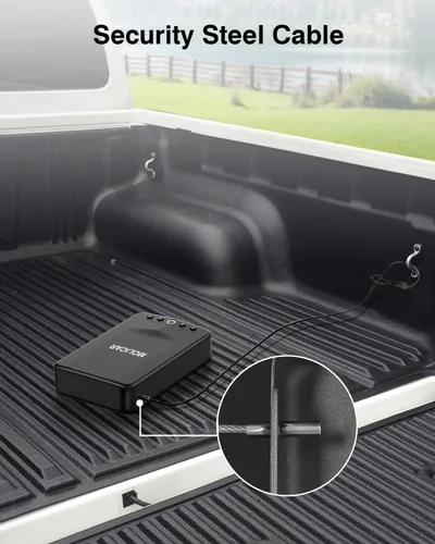 Vista 4 de Caja fuerte para pistola de mano pequeña biométrica, caja de seguridad portátil para pistola con acceso rápido por huellas dactilares, caja