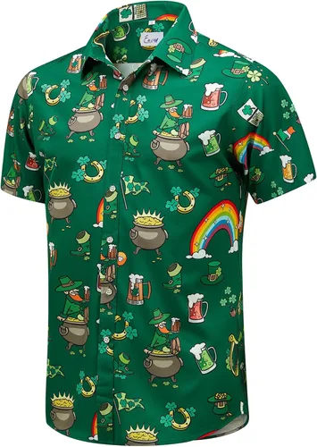 Vista 53 de EUOW - Camisas hawaianas para hombre de manga corta con botones, estampadas para la playa y el verano