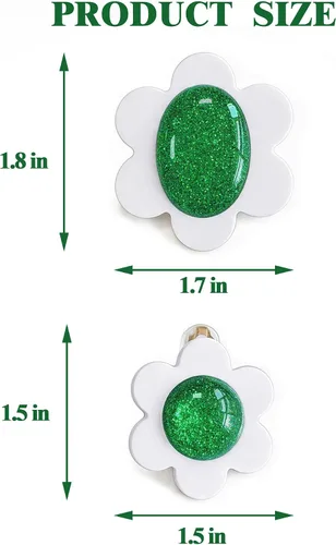 Vista 8 de Pendientes de flores verdes blancas con broche para mujer, disfraz