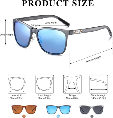 Vista 3 de DUCO Gafas de sol polarizadas para hombre, protección UV, marco rectangular retro, para conducir, pescar, 100% bloqueo UV 3029H