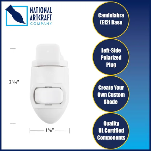 Vista 5 de National Artcraft Kit de luz nocturna blanca enchufable con interruptor de encendido/apagado manual y clip de pantalla de plástico, certificado UL