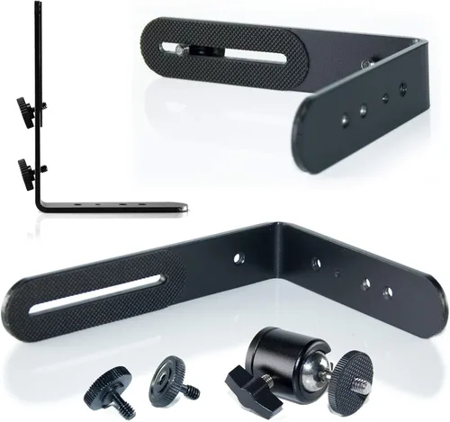Vista 9 de EXMAX® Soporte para cámara de luz flash en forma de L de aleación de aluminio de metal con tornillo de 1/4 pulgadas + mini trípode de cabeza de bola