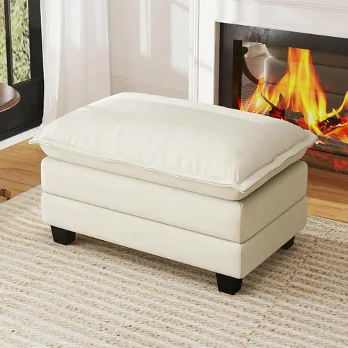 Vista 39 de Sofá de nube en forma de L de 77 pulgadas, sofá modular con otomana, cómodo sofá biplaza de felpilla con almohada para sala de estar, dormitorio