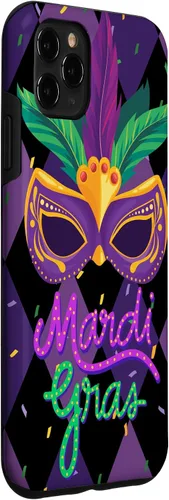 Vista 3 de Funda para iPhone 11 Pro Max Mardi Gras NOLA Festive Carnival Mask New Orleans Party Case