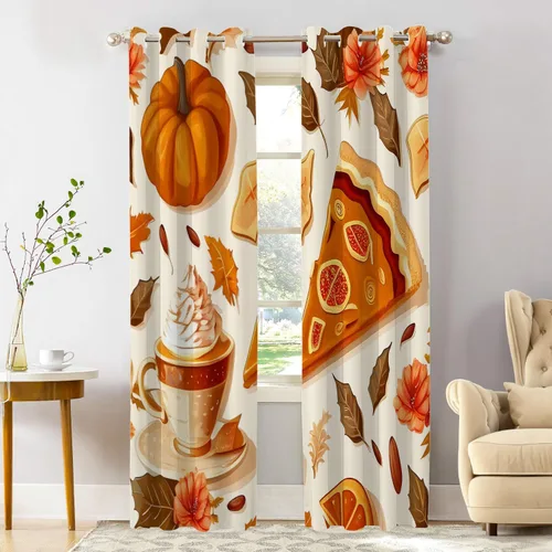 Vista 136 de Shrahala Beige and Orange Abstract Art Brushstrokes Blackout Curtain Tiers, Abstract Oil Paint Kitchen Valance Light Blocking Tier Drapes with Rod