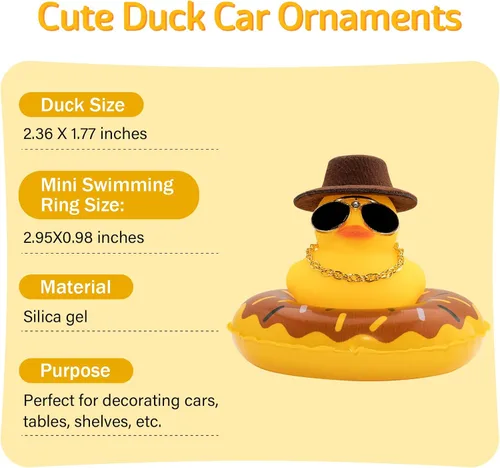 Vista 2 de wonuu 2 adornos de pato para salpicadero de automóvil, adornos de goma para decoración de tablero de automóvil, accesorios de decoración con mini