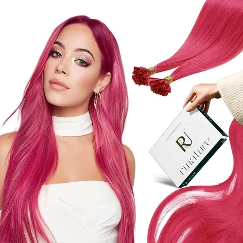 Vista 125 de RUNATURE Extensiones de cabello humano con punta en U, color marrón ceniza a rubio platino