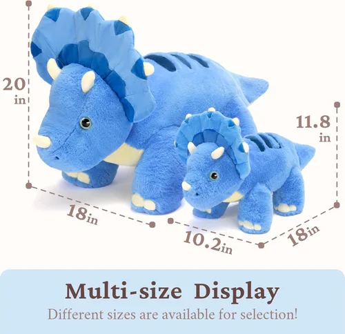Vista 5 de IKASA Triceratops - Juguete de peluche de dinosaurio de 18 pulgadas, suave, grande y grande, lindo peluche esponjoso, regalos para niños y niñas
