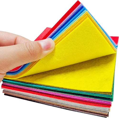 Vista 4 de Jtnohx Hojas de fieltro, 32 piezas de tela de fieltro, fieltro de color de 5 x 5 pulgadas para manualidades, cuadrado de fieltro rígido para costura