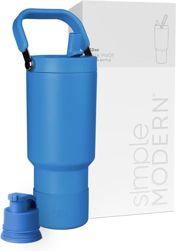 Vista 15 de Simple Modern Trek Pivot Vaso con pajita abatible de 30 oz con asa Botella de agua y protector Tapas intercambiables de pajita y para beber