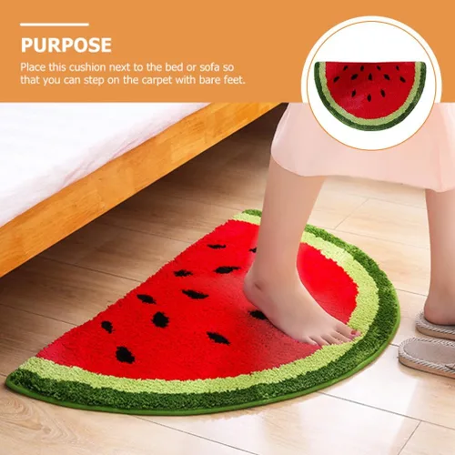Vista 6 de VOSAREA Alfombra en forma de fruta, alfombra semicircular para puerta, alfombra de baño de felpa antideslizante, absorbente, alfombra gruesa