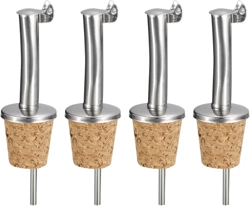 Vista 7 de uxcell Vertedores de botellas de acero inoxidable, 2 piezas de boquilla de aceite de oliva con tapa automática abatible, tapones de botella de vino