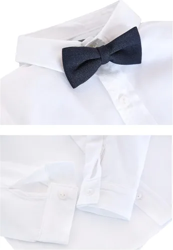 Vista 4 de Lilax Traje formal de 5 piezas para niños, conjunto de traje de vestir con corbatín y cinturón