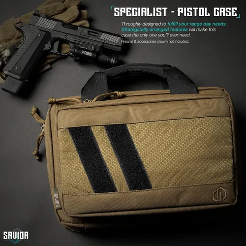 Vista 2 de Savior Equipment Specialist Series Tactical Double Scoped Handgun Firearm Case Pistol Bag For Outdoor Hunting Shooting Range, Lockable Compartment