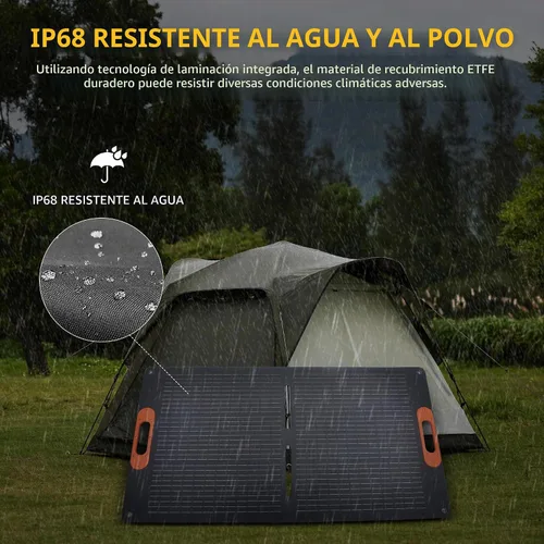 Vista 6 de Panel solar portátil de 100 W para generador de estación de energía, cargador de panel solar plegable de 100 vatios con salida MC4, conector de CC 3