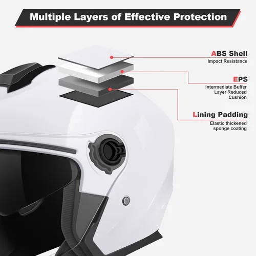 Vista 2 de Casco de motocicleta abierto para adultos 3/4, con doble visera, para moto, scooter, ebike, ciclomotor, para hombres y mujeres, aprobado por el DOT