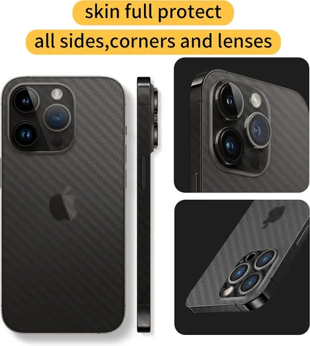 Vista 3 de Paquete de 2 calcomanías para iPhone 15, película protectora de vidrio transparente de fibra de carbono brillante, delgada, ultraligera, protector