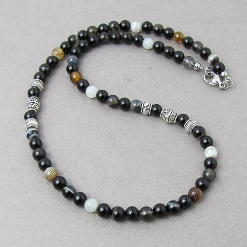 Vista 8 de Mami's Gem Studio Collar para hombre, piedra preciosa de 0.236 in, colección de estilo elegante, hecho a mano en Estados Unidos