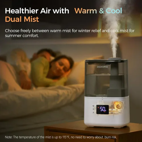 Vista 2 de BOXING Humidificadores de niebla cálida y fría para dormitorio, habitación grande, hogar, humidificador de aire con control remoto, difusor