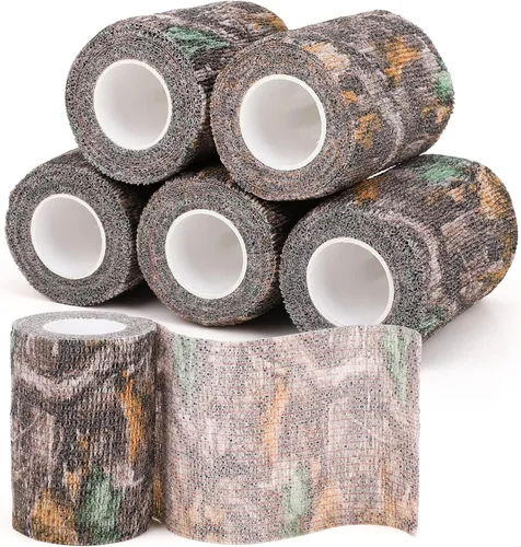 Vista 19 de Cinta adhesiva de camuflaje de 6 rollos, 1/2/3/4 pulgadas x 14.8 pies, vendaje autoadhesivo de camuflaje para acampar al aire libre, tira elástica