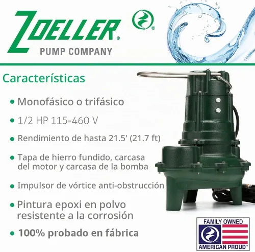 Vista 2 de Zoeller Waste-Mate 267-0001 Bomba de aguas residuales, 1/2 HP automática
