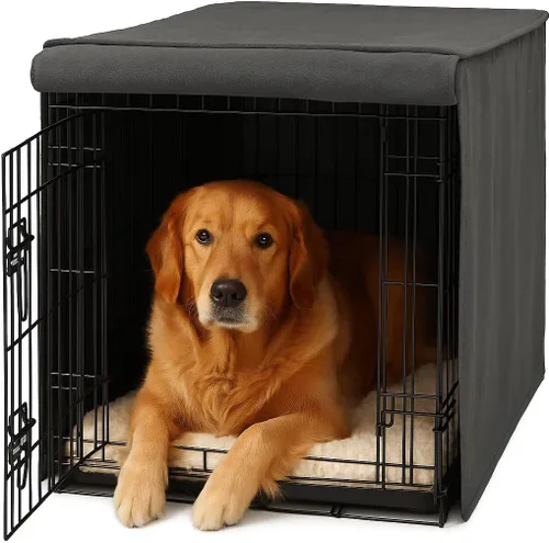 Vista 10 de Friends Forever Cubierta para Jaula de Perro de Metal de 30 Pulgadas con Cortina Protectora que Bloquea la Luz, Cubierta de Jaula para Perros